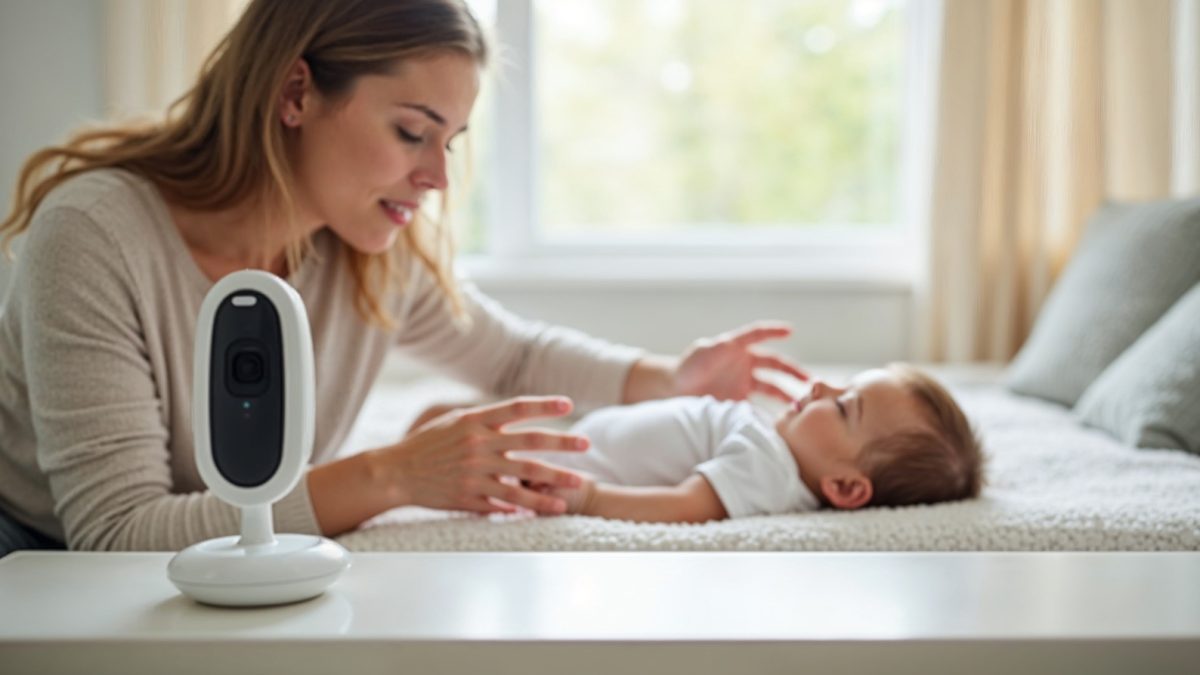 Parent veillant sur bébé avec babyphone