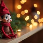 Lutin farceur de Noël sur une étagère