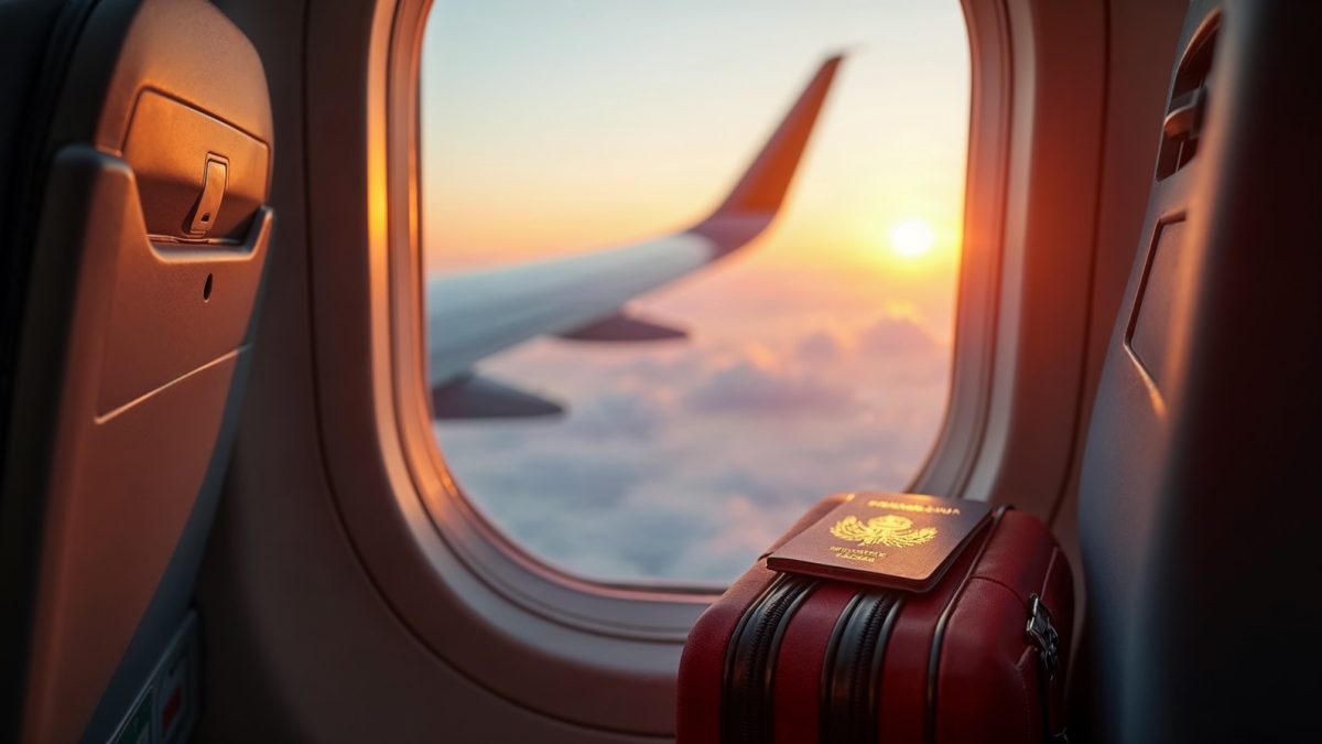 Voyage économique : hublot d'avion et bagages